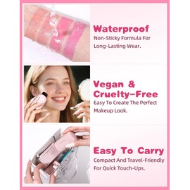 KIMUSE Jelly Cheek & Lip Tint, Watercolor Blush, Multi-Use Makeup, Tint for Cheeks, Lips & Eyes, Lightweight, Sheer & Buildable Color, Vegan Formula, Cruelty-Free