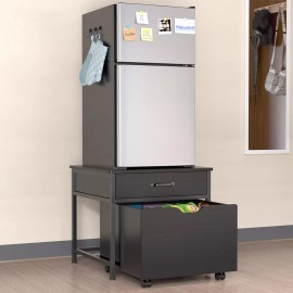 GDLF Mini Fridge Stand with Storage, Heavy Duty Fridge Table with Rolling Cabinet