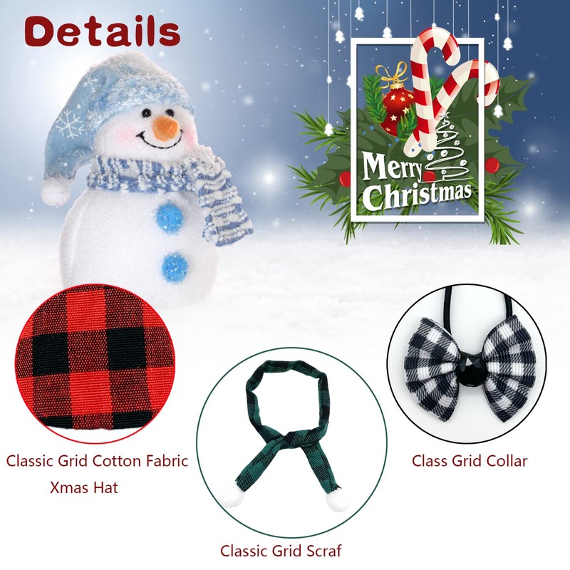 CooShou 12Pcs Christmas Pet Chicken Hat Scarf Bowtie Set Mini