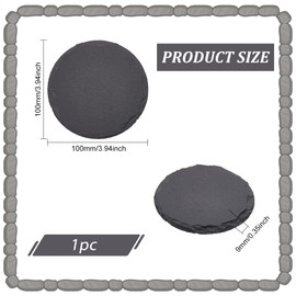 FINGERINSPIRE Black Slate Jewelry Display Tray 4" TRC Jewelry Display Pedestals Circle Jewelry Holder for Necklace Earring Jewelry Display Board Candle Holder Slate Coaster Home Desk Decoration