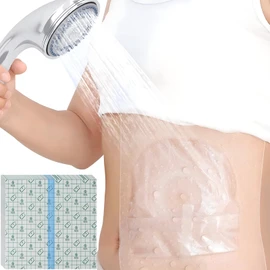 9" x 9" Ostomy Shower Cover [Pack of 25], Ostomy Bag Shower Protector Stoma Shower Guard Colostomy Shower Shields Waterproof Bandage for Women Men Showering