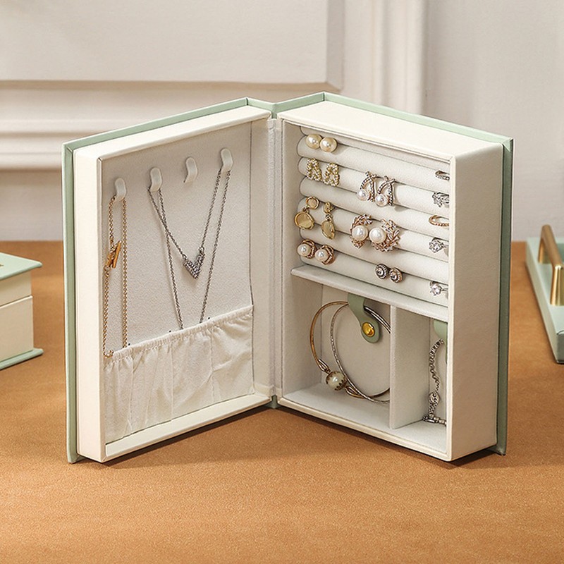 Jewelry Box Magnetic Closure Double Sided Large Capacity Decorative PU