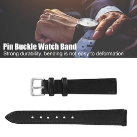 Black Wristwatch Strap, Pin Buckle Watch Band Pu Leather Universal Replacement Watch Strap Part Accessory For Watchmakers Watch Repairing Workers(14Mm)