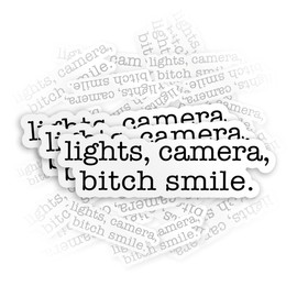 (3Pcs) Lights, Camera, Smile Stickers, 2" Car Decal Ttpd Motivational Quote Sticker Die-Cut Waterproof Vinyl Sticker for Hard Hat Laptop Water Bottle Phone Kindle Decal Stuff Gifts 2 Inches