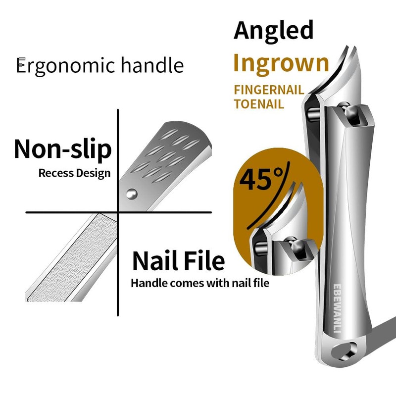 EBEWANLI Ingrown Toeail Clippers, Pointed Slant Blade Toe Nail Clippers