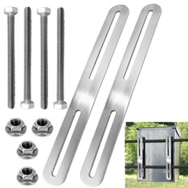 Set of 2 Mounting Set for Fence Post Box, Fence Fixing Post Box Fixing 215 x 24 mm, Fence Attachment for Post Boxes, Fence Mounting, with 4 M5 Screws (Silver)