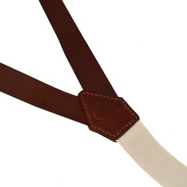 Lawevan 1 Inch Men's Suspenders 3 In 1, Leather Genuine Suspenders, Elastic Strap with Clips, Buttons, Snap Hooks