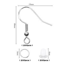 600 Pcs Earrings Making Supplies Kit, 925 Silver Plated Ear Hook DIY Handmade Earring Materials Earring Accessories Earrings Making Supplies Kit (Silver)