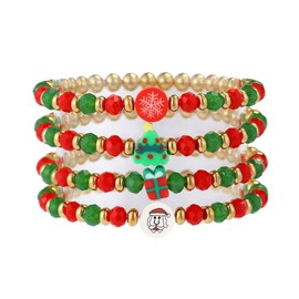 FDEETY Christmas Bracelet Set Christmas Decoration Set with Santa Claus Christmas Gifts Snowflake Christmas Tree Bracelet Holiday Bracelet for Children Adults Christmas Party, Plastic