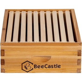 10 Frame Assembled Medium Super Bee Boxes and Frames ＆ Beeswax Coated Foundation Sheet for Bee Hive Starter Kit