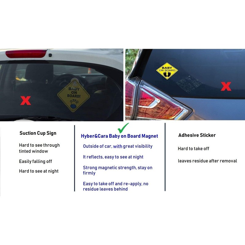 Hyber&Cara Baby On Board Sign Car Magnetic Baby In Car
