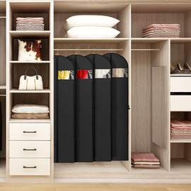 Chumix Kleidersack Lang 180 x 60cm, 4 Stück Faltbare Kleidersäcke mit Reißverschluss, Staubdicht und Atmungsaktive Kleiderhülle mit Griffen, für Brautkleider, Abendkleider, Langer Mantel