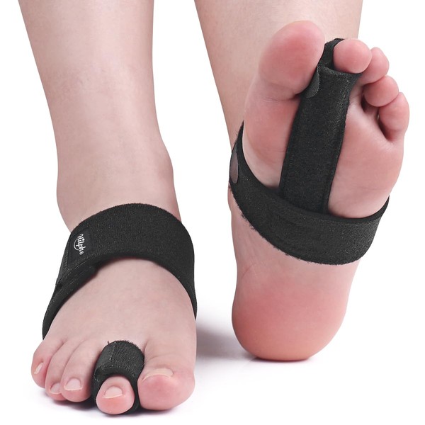 Hilph Toe Splint, 2 Packs Toe Corrector Brace for Women & Men, Toe Straightener of Adjustable Fixed Support for Foot Toe Injuries,Fractures,Sprains,Overlapping Toe,Hammer Toe -Black
