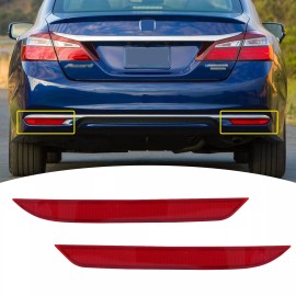 WENQI Rear Bumper Reflector Brake Light Left & Right Red For 2016-2017 Honda Accord 16