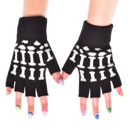 MIJOMA Poizen Industries Fingerless Gloves, BGS Fingerless Gloves, One Size, Unisex (Black/White)