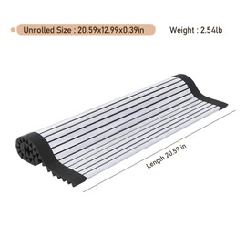 iupilon ProGrade 304 Stainless Steel Rollable Cutting Board & Over-Sink Drainer - Hygienic, Heavy-Duty, Multi-Purpose Kitchen Solution (20.6" L x 13" W)