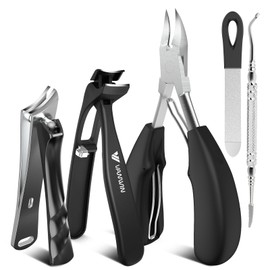 VANWIN Toenail Clippers for Thick Toenails for Seniors, Angled Head Large Toe Nail Clippers for Thick Nails for Men, Heavy Duty Ingrown Toenail Clippers with Wide Jaw, Sharp Slanted Nail Cutter Black