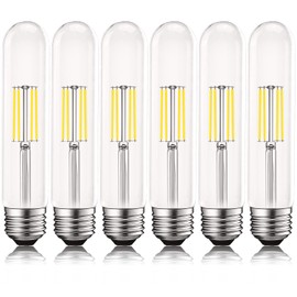 LUXRITE Vintage T9 LED Tube Light Bulbs 60W Equivalent, 5000K Bright White, 550 Lumens, Dimmable Edison Tubular Light Bulbs 5W, Clear Glass, LED Filament Bulb, UL Listed, E26 Standard Base (6 Pack)