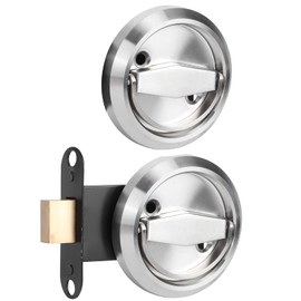 Round Double Sided 304 Stainless Steel with Handle, Ideal for Indoor Use, Includes Lock Accessories, Silver Door Hardware and Safety Parts (Silver (with Lock))