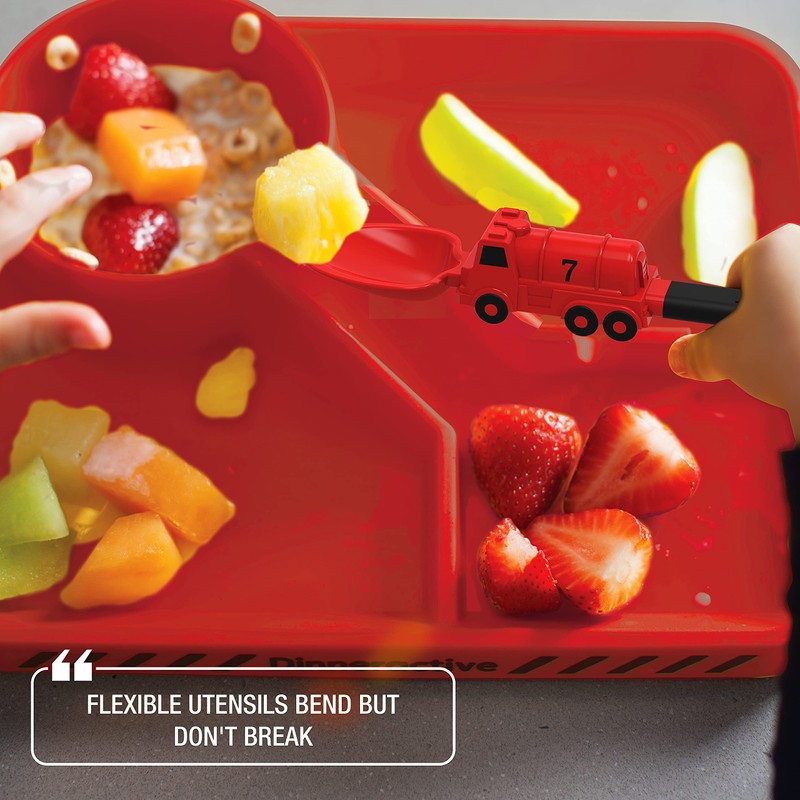 Dinneractive Utensil Set for Kids – Red Firefighter Themed Fork