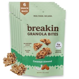 Breakin Snacks Coconut Almond Granola Bites | Soft-Baked | Gluten Free Healthy Snack For Kids and Adults with Organic Oats, Almonds, Coconut, and Honey | No Refined Sugar, Dairy, Soy, or Seed Oil | High Protein and Fiber Bites – 6 Pack (4oz Each)