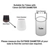 13mm Rubber Feet, White Tube End Caps, Pack of 4