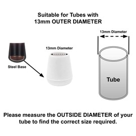 13mm Rubber Feet, White Tube End Caps, Pack of 4 Ferrules for Furniture & Chair Legs - Made in Germany (See Second Image for Ordering Guide)