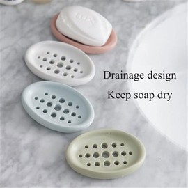 2-Pack Soap Dish, Soap Holder, 4 Colors Soap Saver for Choose,Soap Dishes Holder with Drain for Bar Soap Sponge Bathroom Kitchen Sink-Drains Water