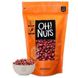 Oh! Nuts Adzuki Beans - Raw - 100% Natural - 2 lb - Dried Red Mung Beans from Thailand - Packed in New York Zip-Seal Bag for Exceptional Freshness
