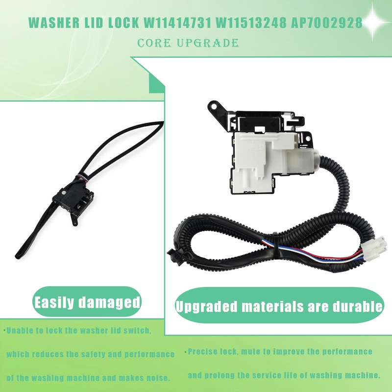 W11414731 W11513248 Washer Lid Lock Switch Assembly Compatible with Whirlpool