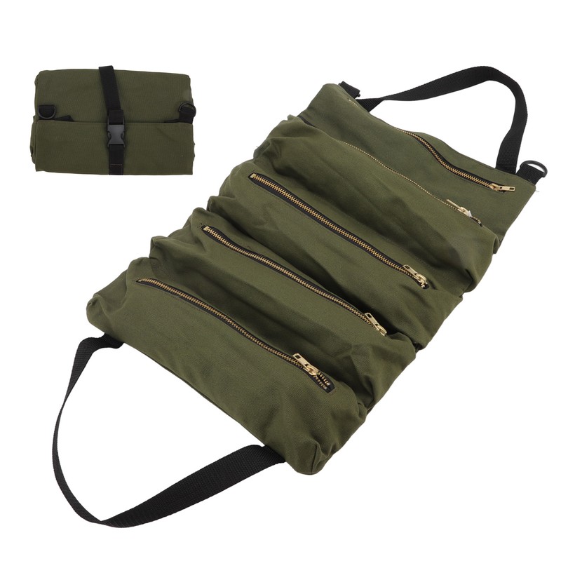Car Back Seat Tool Storage Bag Canvas Garden Foldable Roll