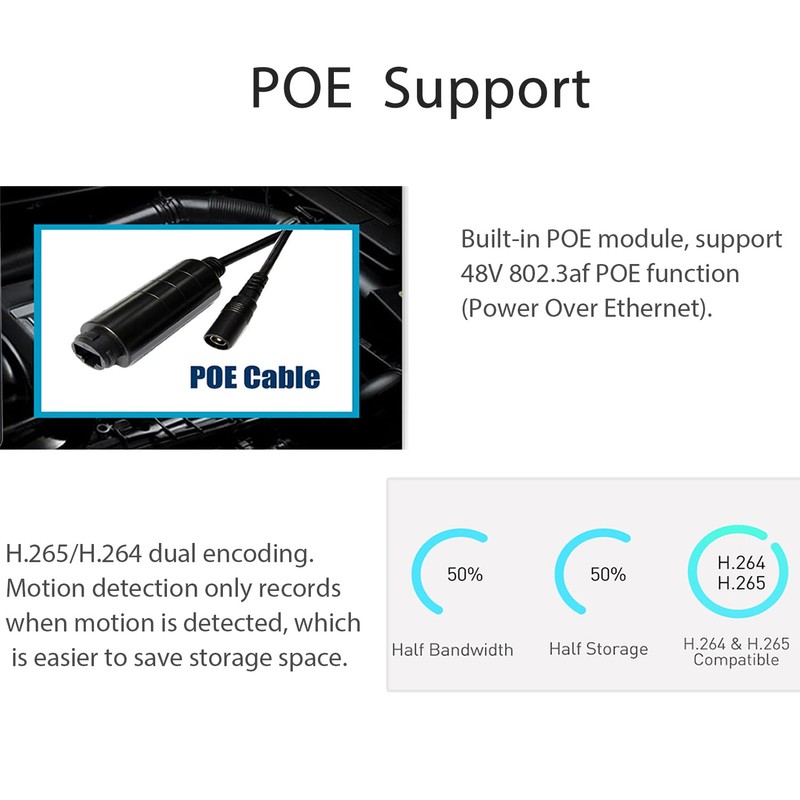 REVODATA 4K 8MP POE IP Camera, IP65 Waterproof Camera, 3.6