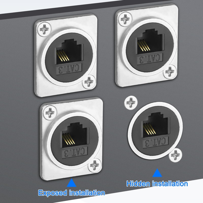 XMSJSIY D-type RJ11 panel mount phone connector CAT3 passage adapter
