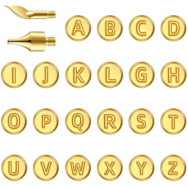 Wood Burning Tips Letters Set, Alphabet Template Branding tip for