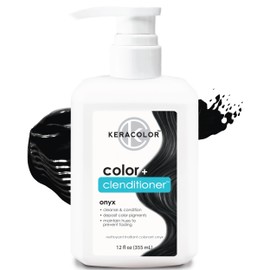 KERACOLOR Keracolor Color + Clenditioner 3-in-1 Color-Depositing Conditioner, Gently Cleanses & Conditions, Semi-Permanent Onyx Hair Color, 12 Fl Oz