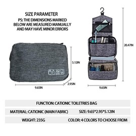 Travel toilet bag is used to store toiletries, with a large capacity storage hanging toilet bag (Gray)