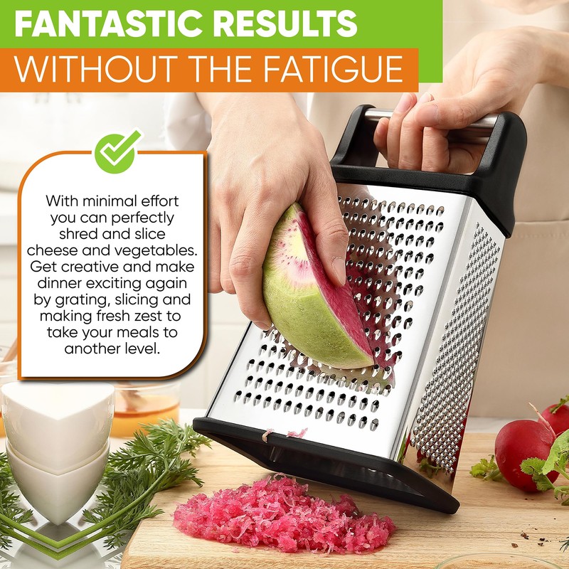 Spring Chef Professional Cheese Grater - Stainless Steel, XL Size,