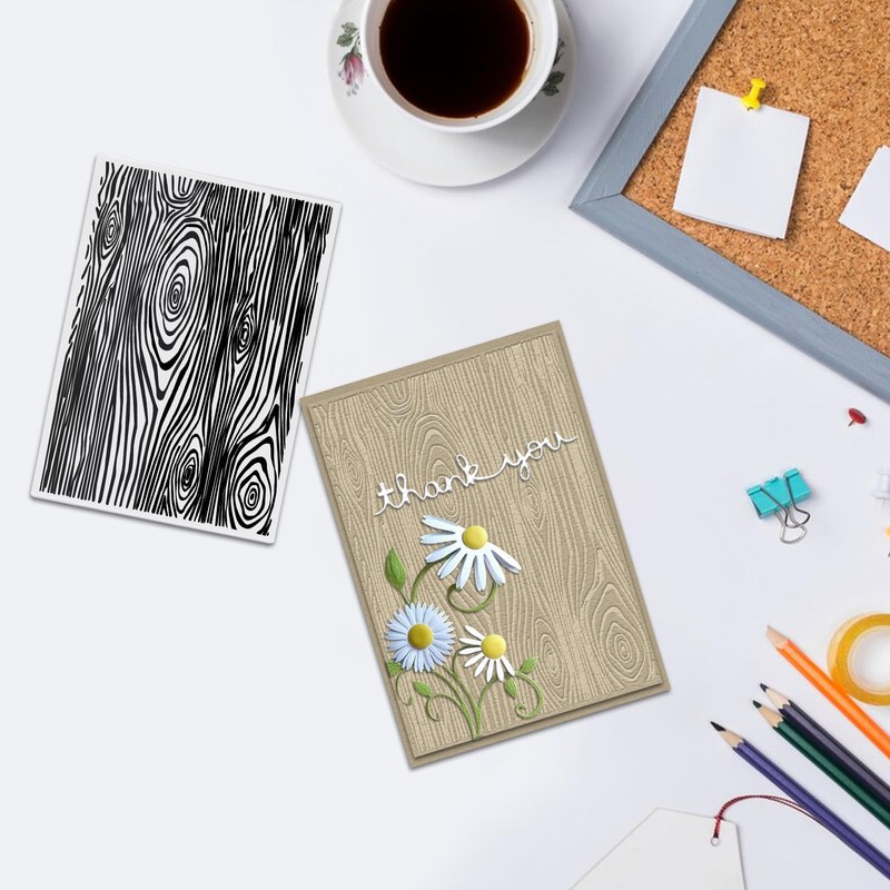 Glodecart Tree Annual Ring Background Embossing Folder, Plastic Textured Impressions