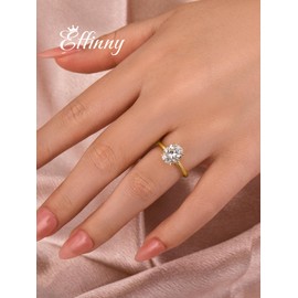 Effinny 2.0ct Ova Cut Solitaire Moissanite Engagement Ring,Genuine D Color VVS1 Clarity,925 Sterling Silver Promise Ring for Wedding,Daily,Travel,Party (Yellow Gold, 5.5)