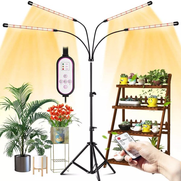Unbranded 4 Heads LED Plant Grow Light with Stand Timer