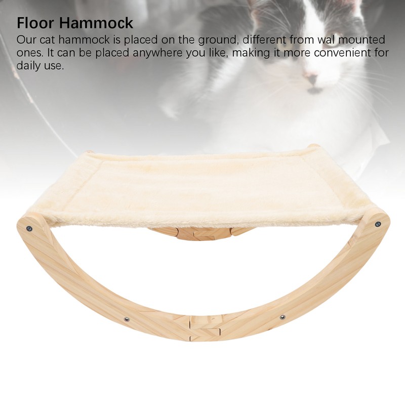 Wooden Cat Hammock Foldable Antislip Easy To Assemble Elevated Pet