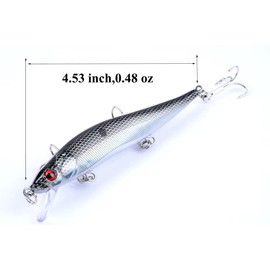 4 Pcs Minnow Bass Fishing Lures Set, Minnow Jerkbait Topwater Crankbait Lures for Trout Catfish Walleye Bass-49