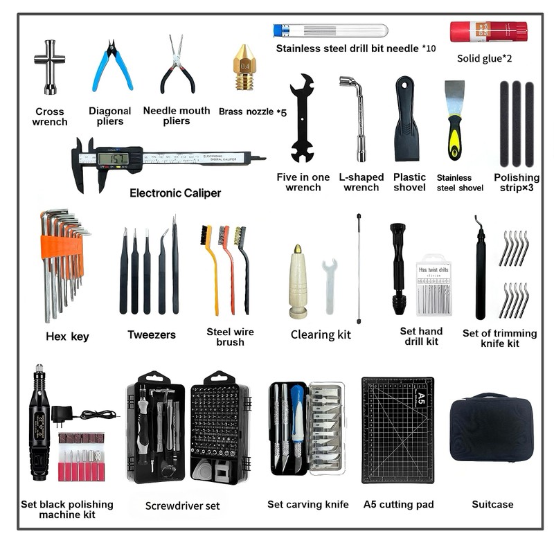 3D Printer Tools Kit,214 PCS 3D Printing Accessory Tools Kit