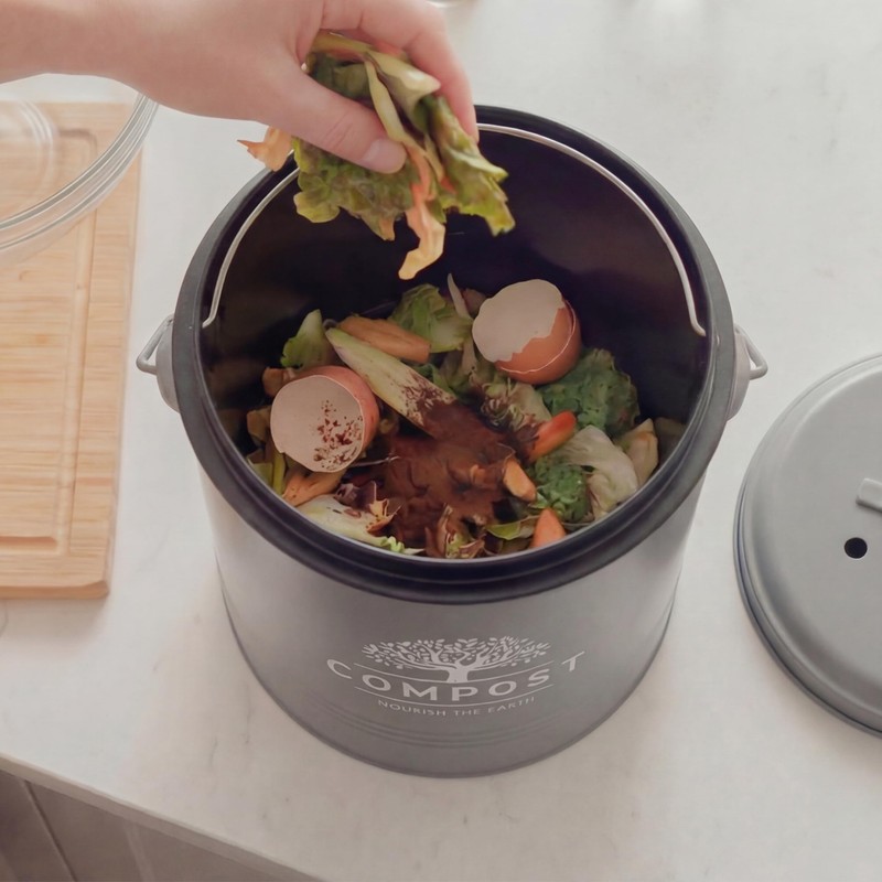 Perfnique Kitchen Compost Bin, 1.3 Gallon Countertop Compost Bin with