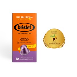 Bristot Lungo Americano Aluminium Capsules Compatible with Nespresso Original Line Machines | Medium Roast Nespresso pods | 100% Recyclable | Pack of 100