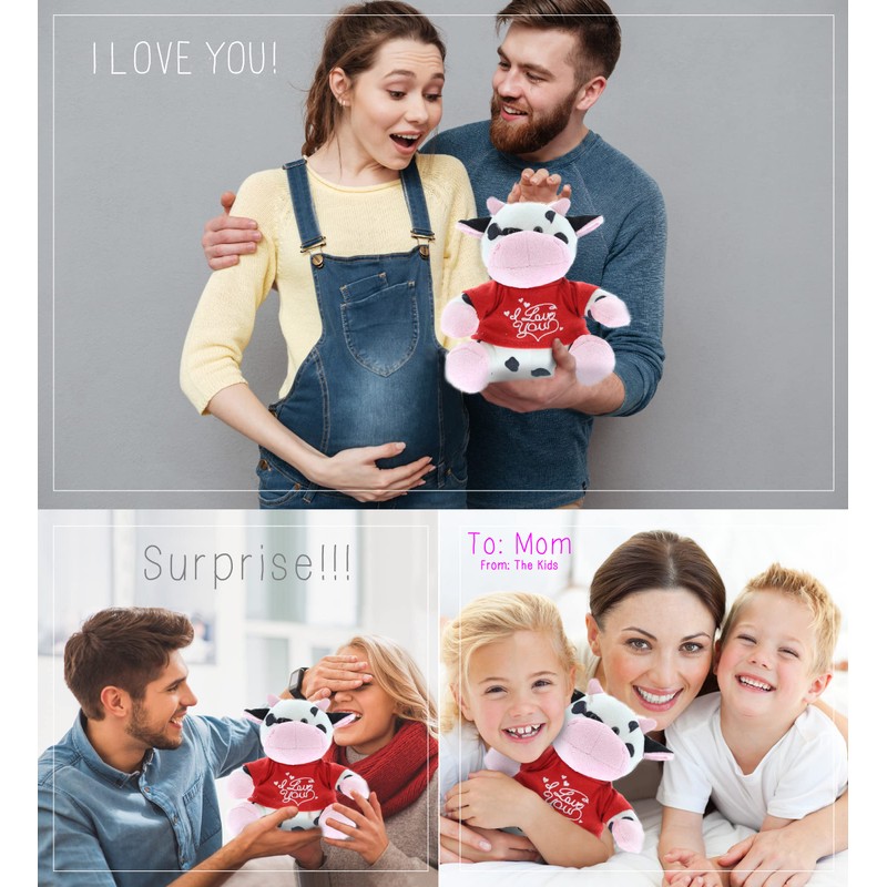DolliBu I Love You Valentine Plush Cow - Cute Stuffed