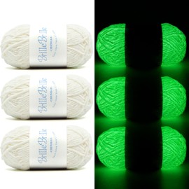 Glow in the Dark Chenille Yarn, 50g Skeins, 3 Pack, for Crocheting Crafts, Hats, Socks (Snowy White)