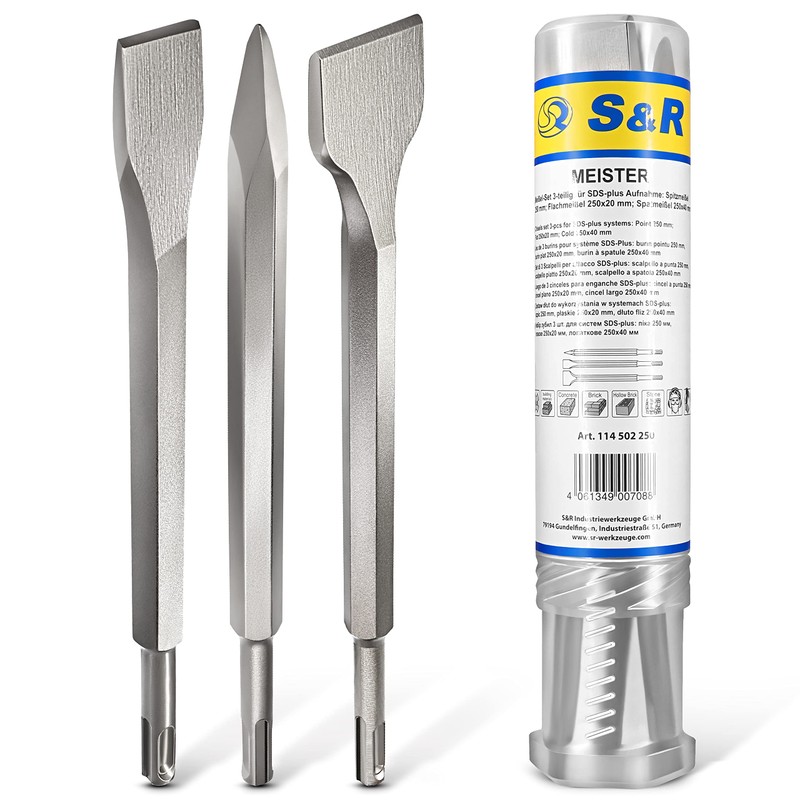 S&R SDS-Plus Chisel Set 3-pcs: Flat Chisel (250 x 20mm)