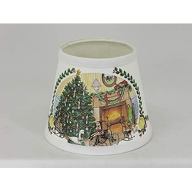 Albert Estate LTD, Christmas Tree Shade with White Trim, 6",Hardback, Candle Clip