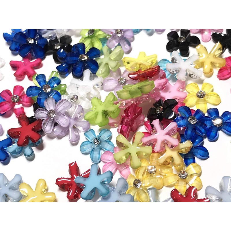 100 Pcs Deco Parts Flower 10mm Bling Rhinestone Nail Flower